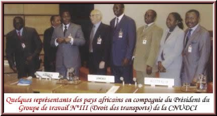 Quelques reprsentants des pays Africains en compagnie du Prsident du groupe de travail NIII (Droit des transports) de la CNUDCI